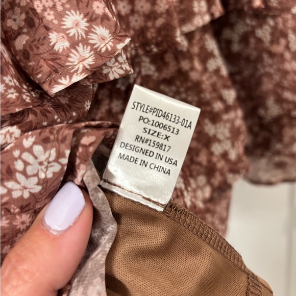 NWT Arula Brown, White, Pink Floral Print Dress XL - Picture 7 of 9